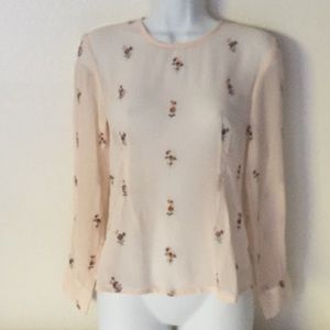 NWOT Topshop see-through Pink Floral Top, Size 2